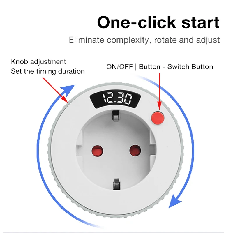 Tuya Smart Plug WIFI EU 16A 3680W Socket Rotatable Countdown LCD Display Timing