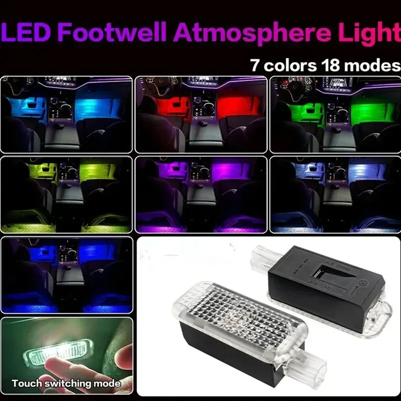 

LED Car Footwell Lamp Atmosphere Light Interior For VW Scirocco Tiguan Touareg Passat B5 B6 CC Sharan 7N Transporter Accessories
