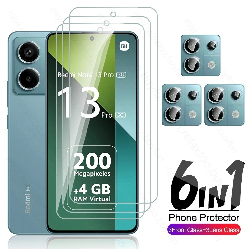 

Redmy Note 13 Pro 5G Glass 6In1 Tempered Glass Screen Protector For Xiaomi Redmi Note13 Not 13 Pro 5G 4G 2024 6.67" Camera Glass