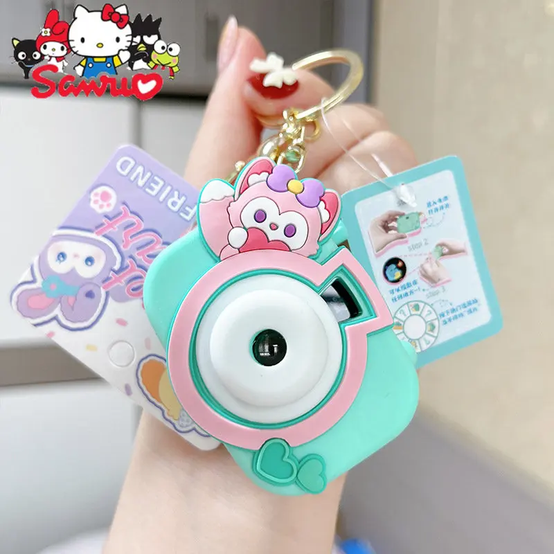 

Sanrio Hello Kitty Car Key Chain Cartoon Bunny Projection Cartoon Camera School Bag Pendant Internet Anime Celebrity Girls Gift