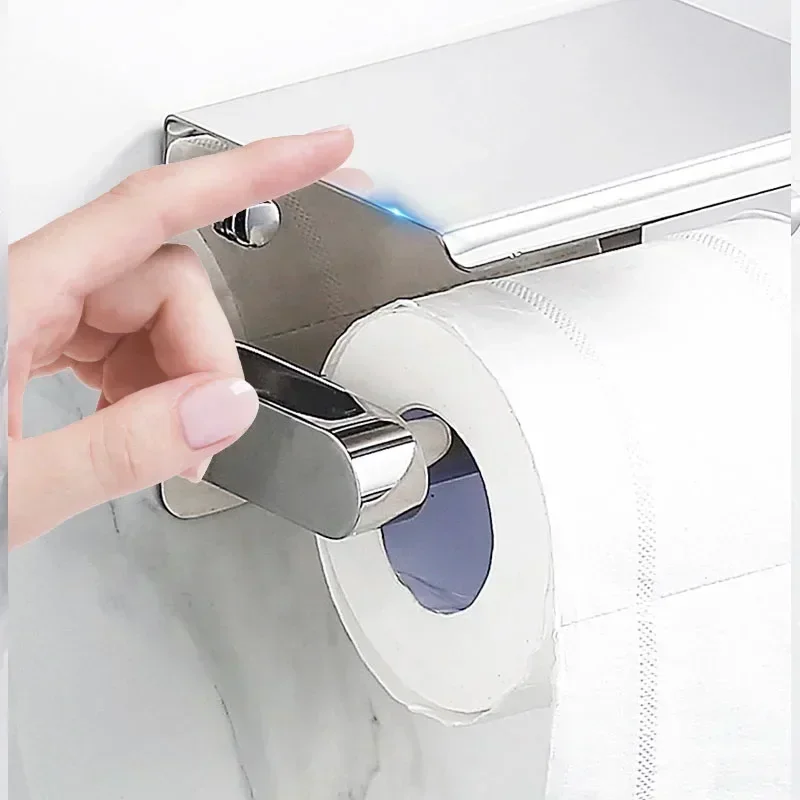 Toilet Paper Holder Toilet Roll Holder 304 Stainless Steel with Phone Shelf