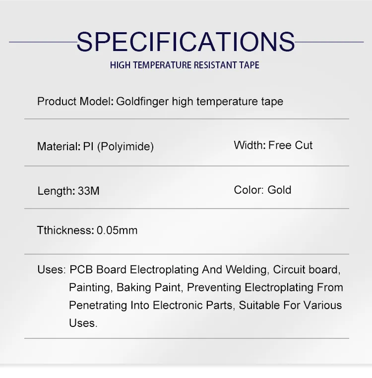 Gold Hochtemperatur-Wärme-BGA-Band, Wärmedämmband, Schutz der Elektronikplatine, selbstklebendes Polyimid-Isolierband – Detail 6