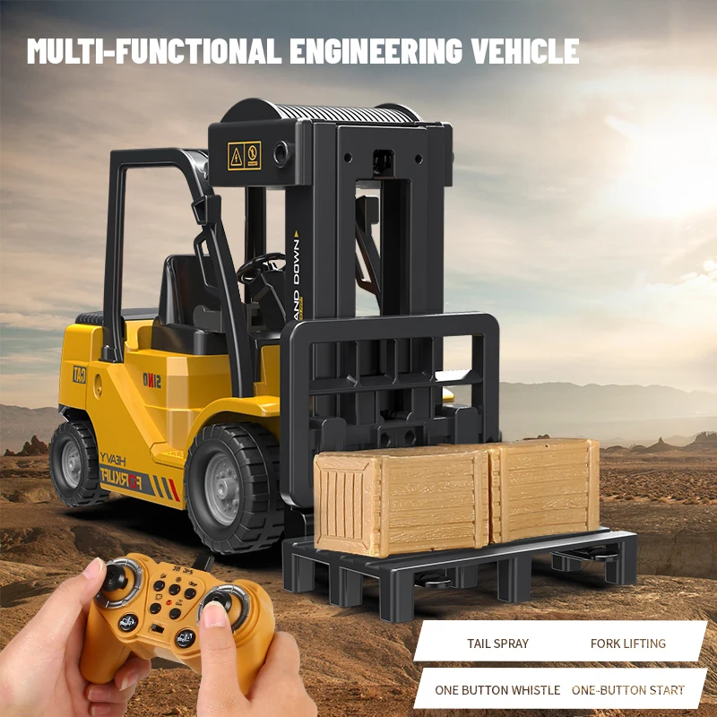 Remote Control Crane.12 Channel 2.4GHz Full Functional Remote Control Forklift with Lights and Sounds.RC Construction Toy 3