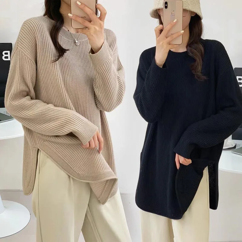 New Autumn and Winter Pregnant Sweater Woman Clothes Set Plus Size Irregular Sweater Plus Size Fashion Maternity Pants Suit