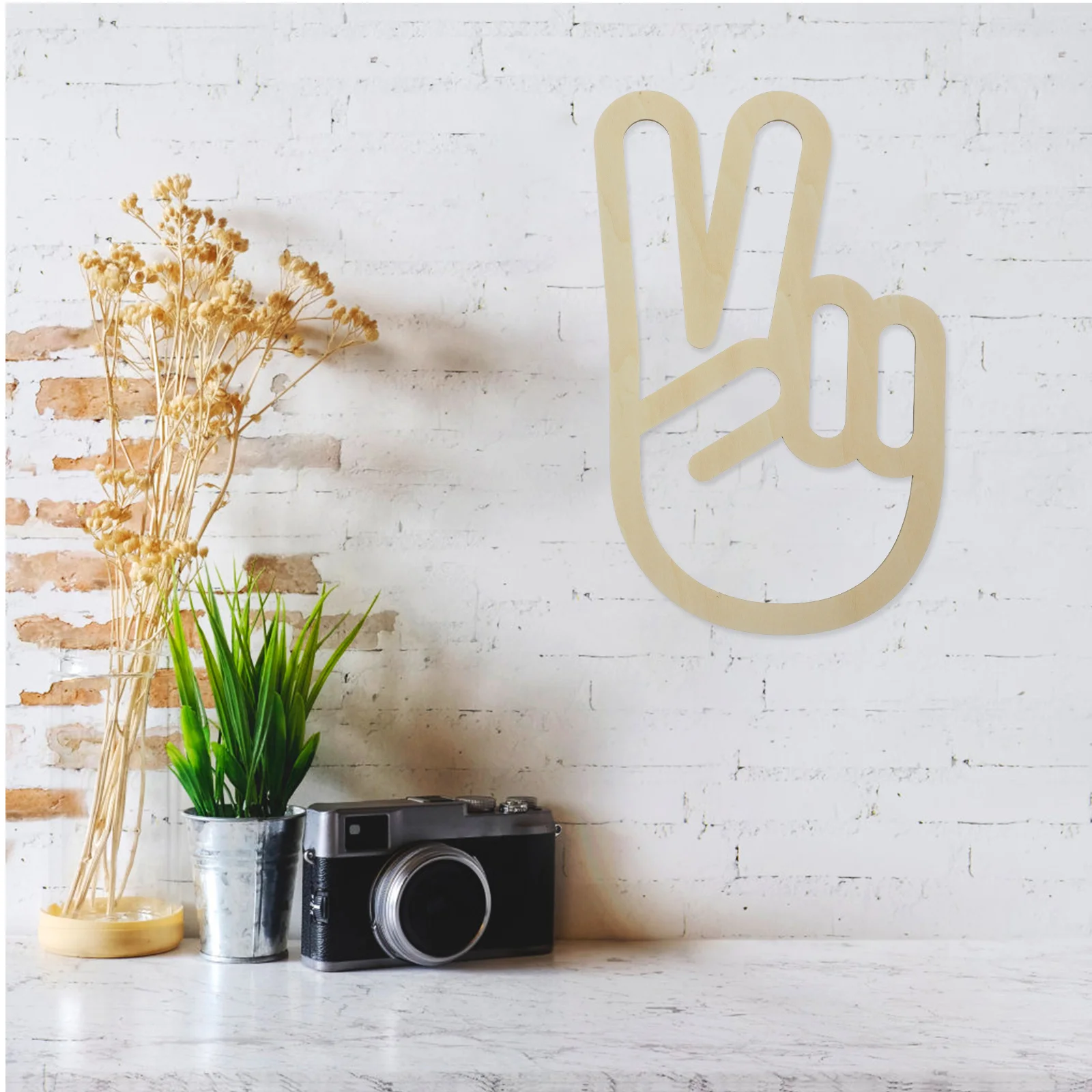 Hand Sign Wall Ornament Wooden Gesture Stickers Decal Props Kitchen Decor Office