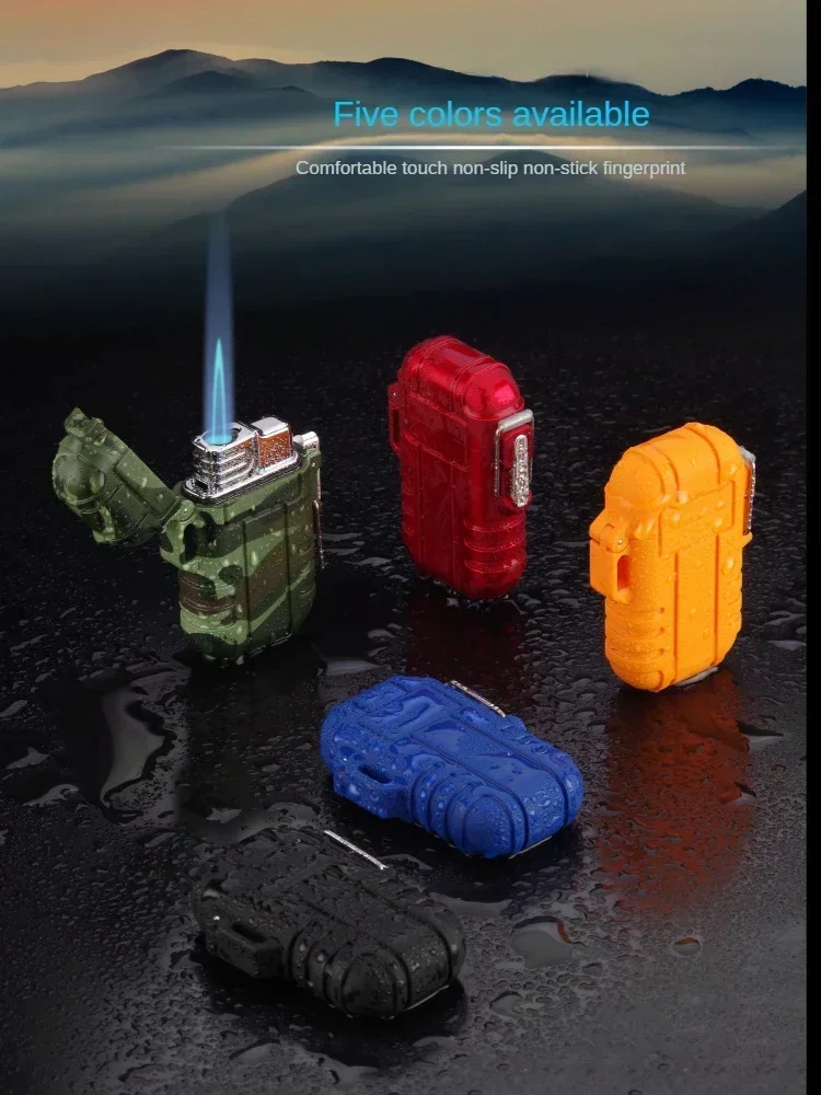 Waterproof Jet Gas Lighter Portable Outdoor Torch Butane Turbo Cigar Cigarette Lighter Smoke Survival Tool Windproof Camping Bbq Lighter Butane Gas Lighter Cigarette Lighter