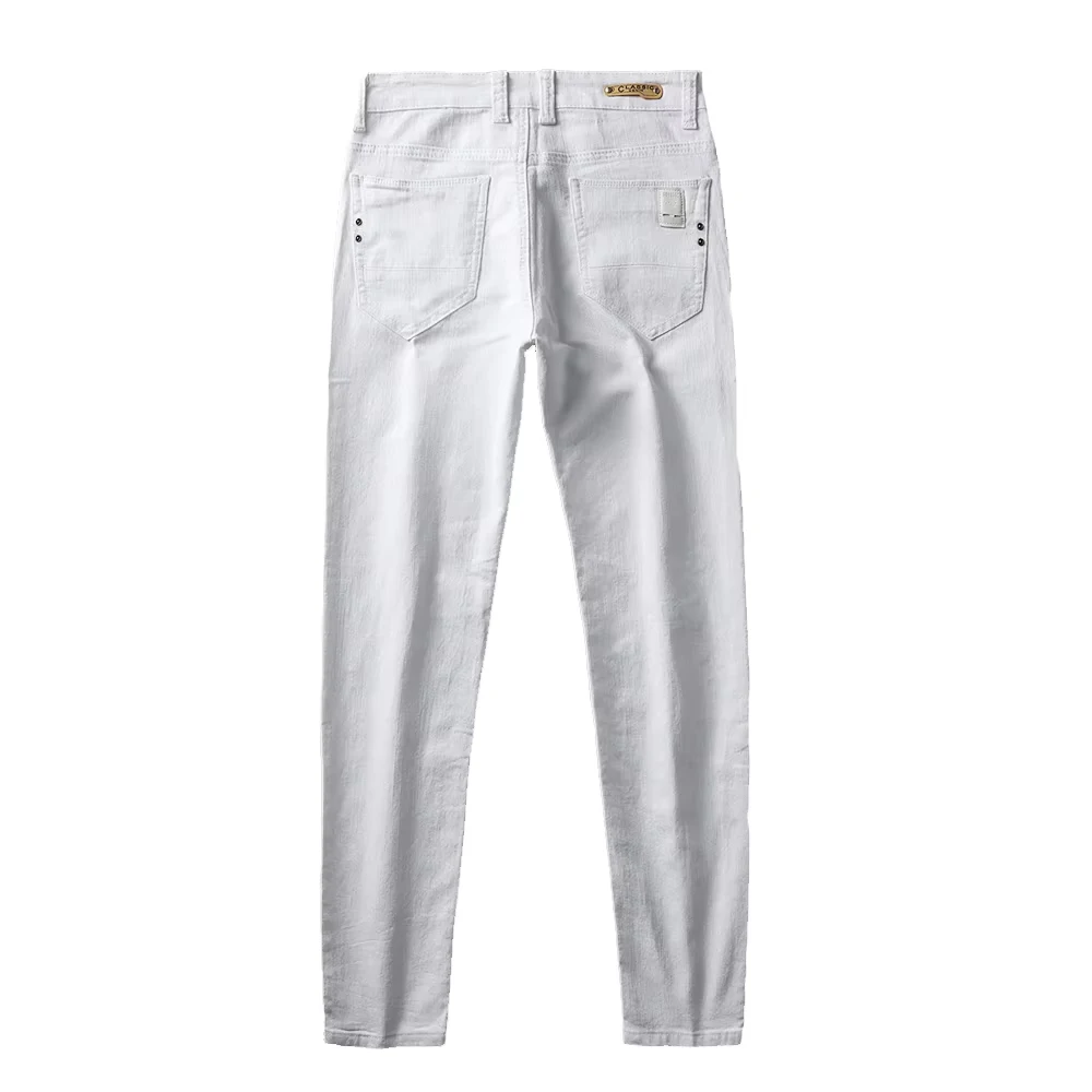 2025 Autumn Men's White Slim Fit Straight Jeans Casual Stretch Denim Pants Comfortable Fashion Streetwear Male Brand Clothing 6