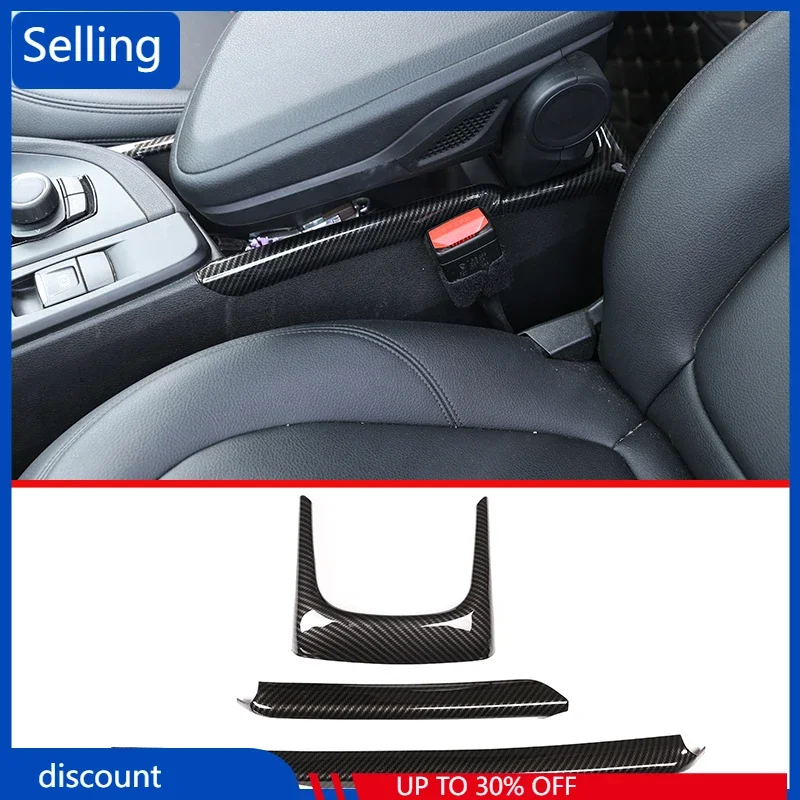 

3 Pcs For BMW X1 F48 2016-2019 Carbon fiber ABS Car Armrest Box Decoration Strip Trim Car Accessories fast ship
