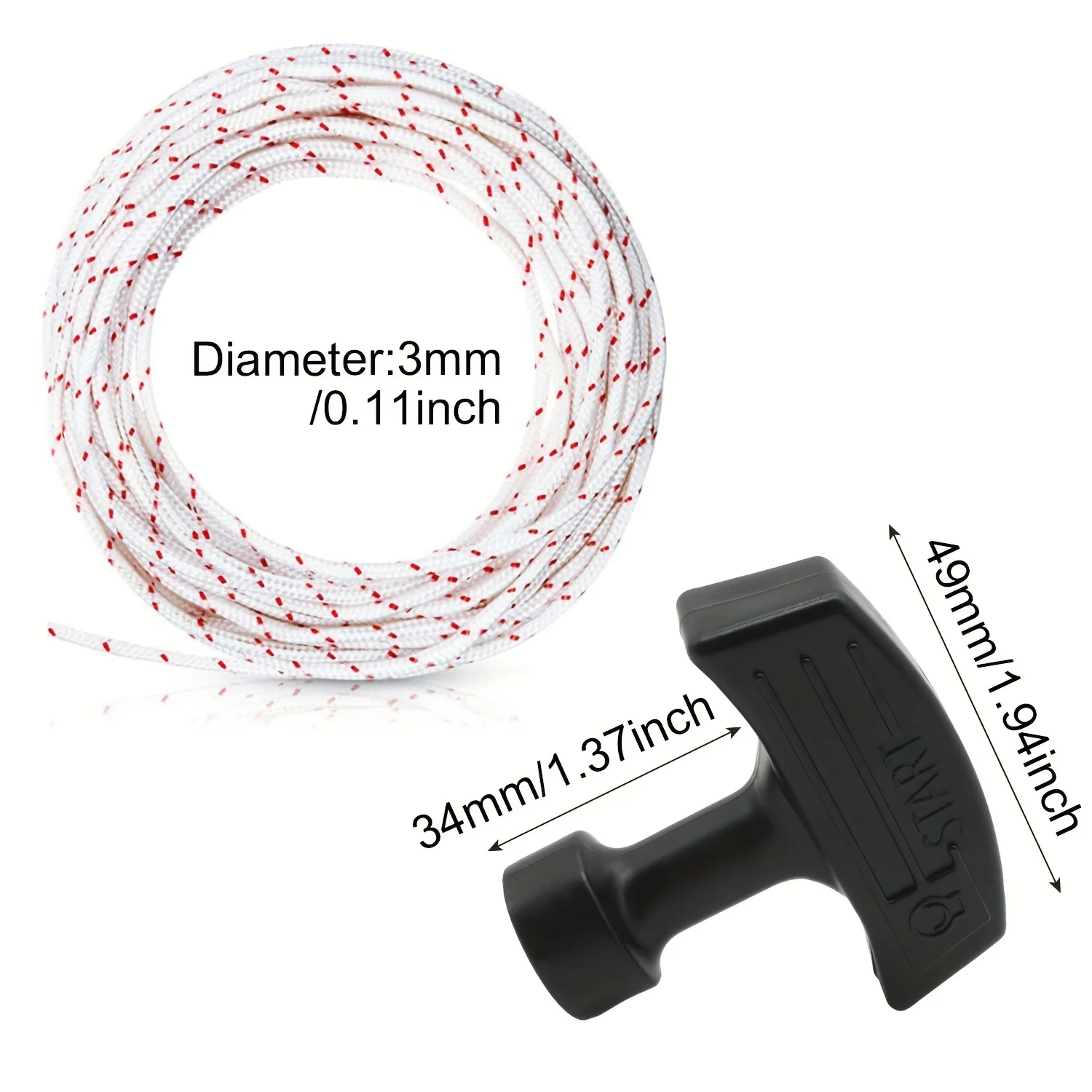 LUSQI Recoil Starter Rope 10m*3mm Pull Rope With 0/1/2/3 Starter Handles for Gasoline Lawn Mower Engine Parts