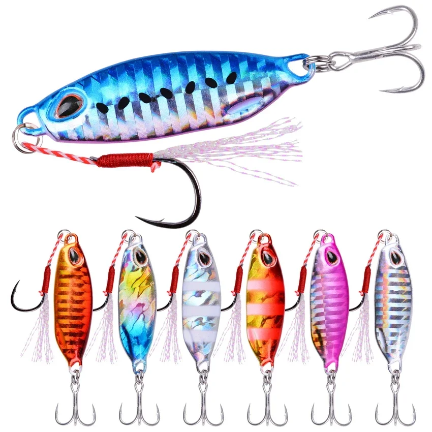 7 Leurres De Pêche Jigging Métal – Cuillères Verticales Diamant – Long Casting Eau Salée/ Douce