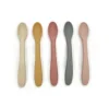 Custom BPA free Food Grade Baby First Stage Soft Feeding Tipped Toddler Utensils Set Silicone Baby Spoon 4