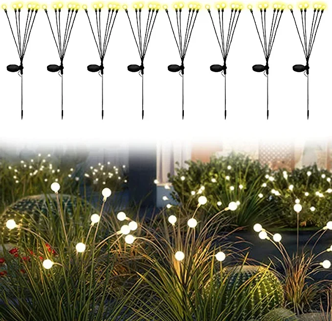 

8Pack Solar Firefly Lights 10LED Solar Garden Lights Outdoor Waterproof Swaying Solar Garden Decorative Lights