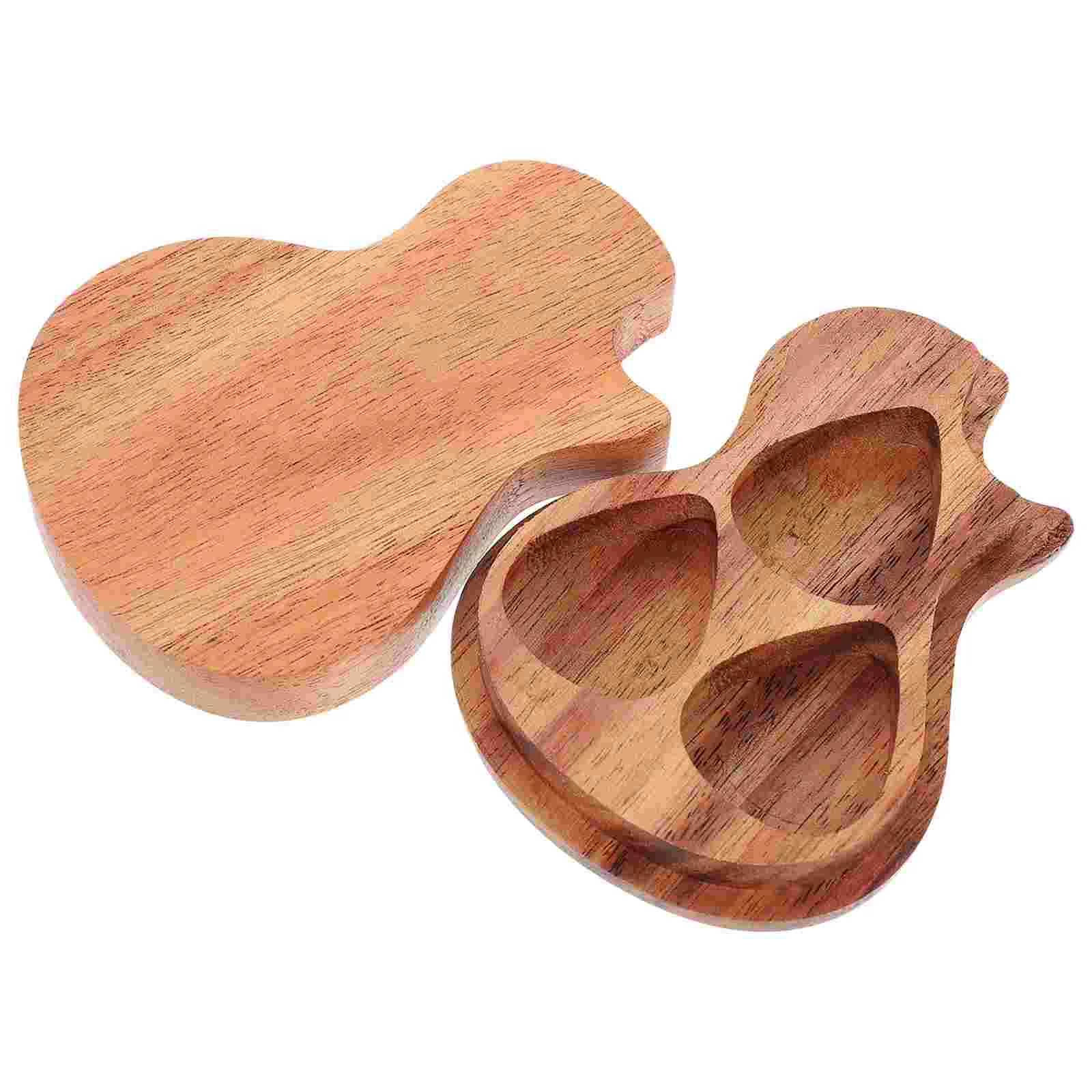 

1Pc Creative Solid Wooden Guitar Pick Box Storage Case Guitar Picks Holder (Wood Color)