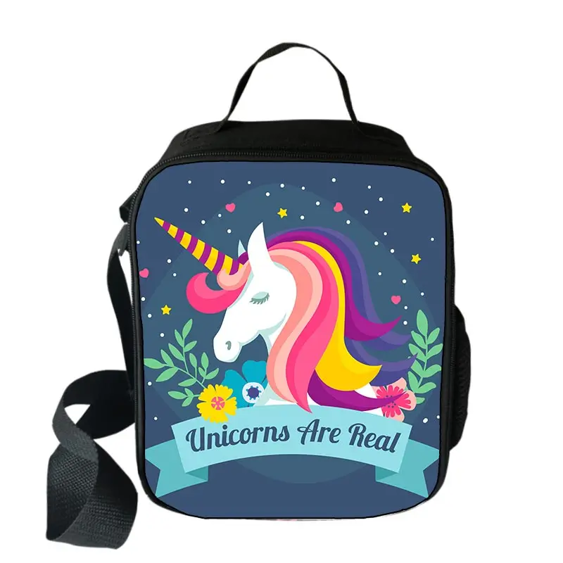 

Cartoons Kawai Unicorn Students School Food Bag Boys Girls Lunch bag Colorful Unicorn Picnic Bag Women Men Lunch Box Best Gift