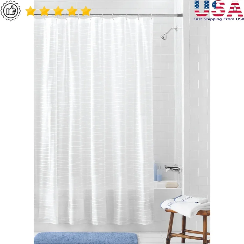 Wave Design Waterproof PEVA Shower Curtain 1