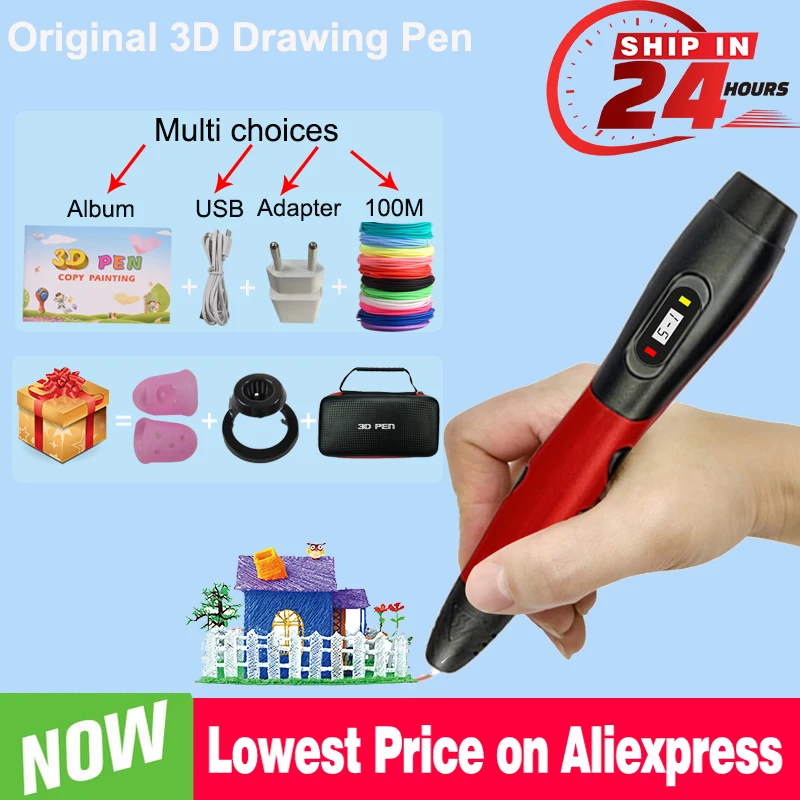 3D Pen Children DIY Drawing Pens 3 Speed Adjustable With LCD Screen Compatible PLA Filament Toys Paiting Kids Gifts