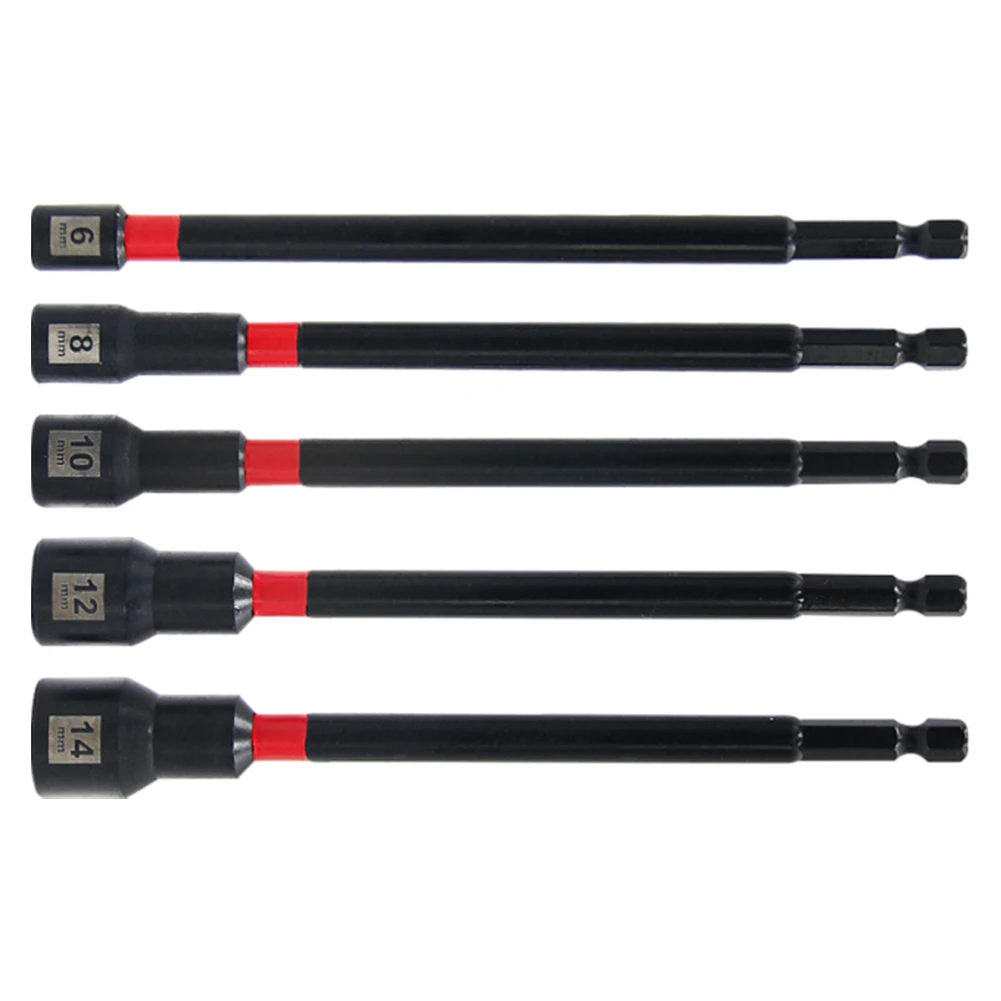1/5PCS 6 Inch Magnetic Long Nut Driver For Impact Drill Hex Socket Adapter 8-14mm Extended Socket Wrench Power Tool – Detail 19