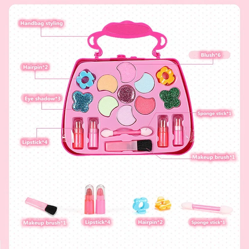 Kid Makeup Toys Cosmetic Princess Makeup Box Safe and Harmless Kit Eye Shadow Palette Toy for Girls Beauty Fashion Gifts