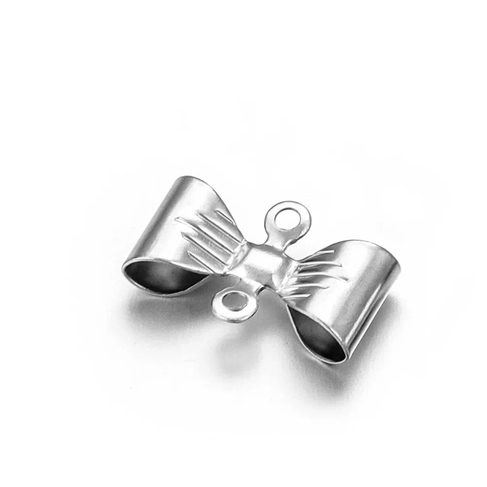 Stainless Steel Double Hole Bow Accessories Pendant DIY Necklace Bracelet Making Accessories 7