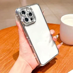 Diamond Crystal Glitter Luxury Plating Shockproof Clear Soft TPU Phone Case - iPhone 15 Pro (Silver zaoxin)