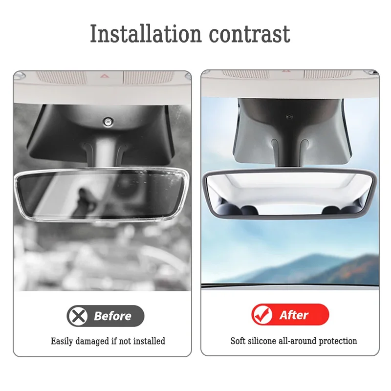 1Pc Rearview Mirror Protector Trim Silicone Decor Frame Protection Strip For Tesla Model 3 Y Interior Accessories rearview mirror protector