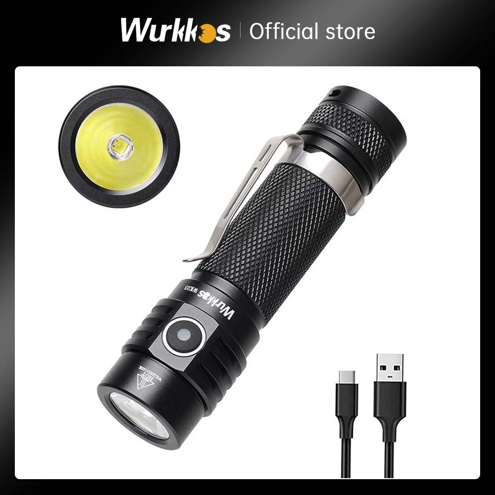 Wurkkos WK03 LED Flashlight 18650 Torch 1800LM ATR Luminus SST40 Rechargeable USB C Light IP68 Waterproof for Hiking Camping