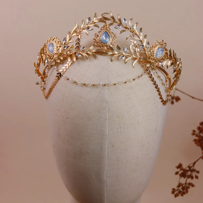 AOPRIE Goldene Tiara Mit Strass – Krone Für Frauen & Mädchen, Mit Kämmen Fixiert | Für Hochzeit, Geburtstag, Party