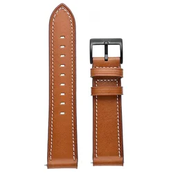 Elegant 22mm Leather Watch Strap Bracelet in Classic Brown for Xiaomi S4 S3 S2 S1 (Brown)