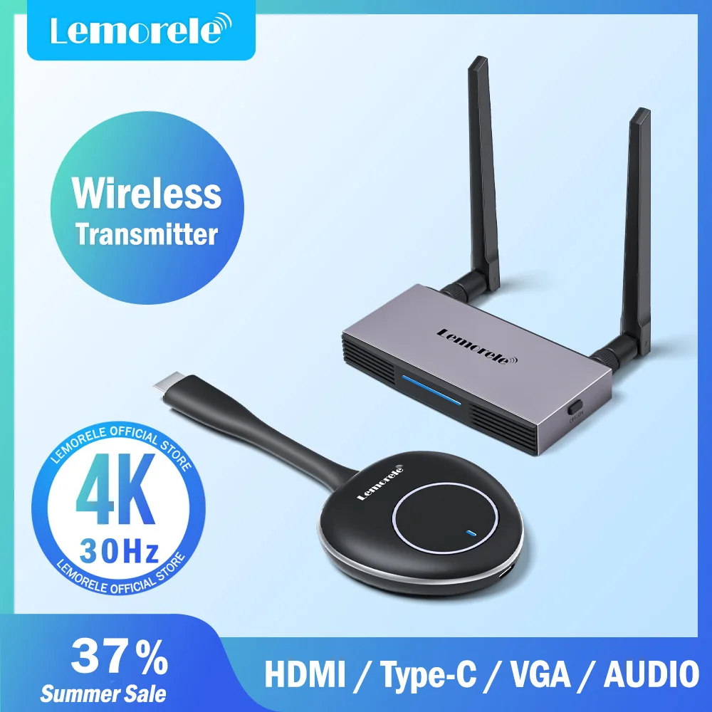 Lemorele Wireless HDMI Transmitter Receiver 4K Display Dongle Kit