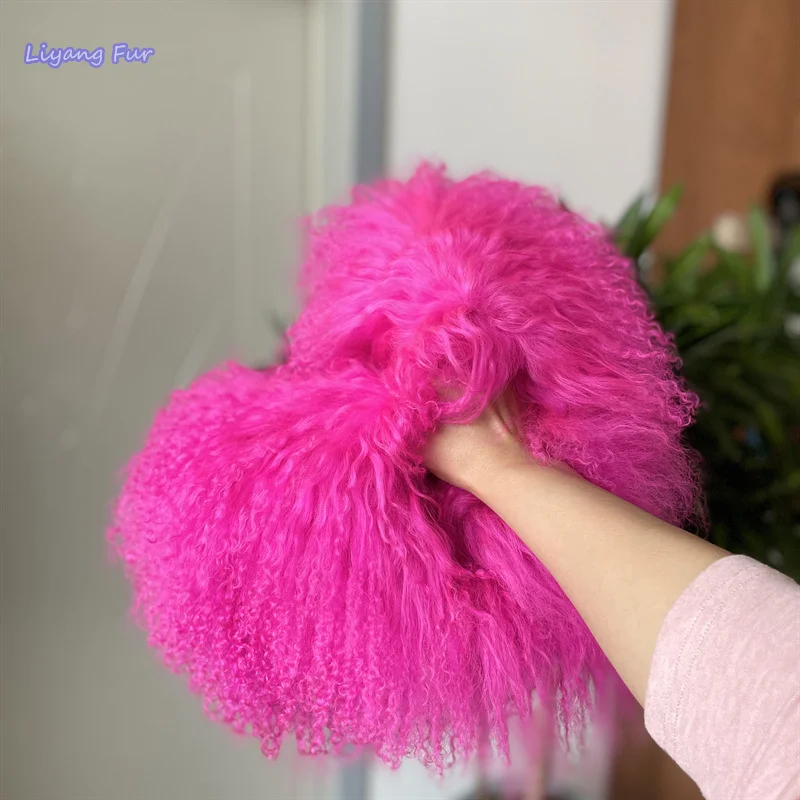 

New Fashion Women Soft Flat Rubber Bottom Plush Fur Slide Fashion Mongolian Sheepskin Fur Slippers