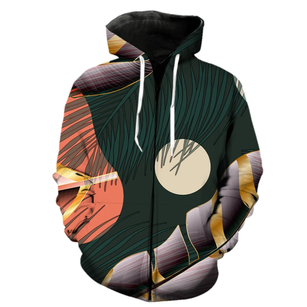 

Tropical Plant Leaves Men's Zipper Hoodie Streetwear 3D Print Fashion Unisex Funny 2022 Hot Sale Tops Spring Harajuku Casual