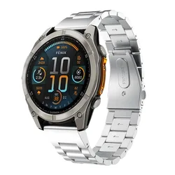 Premium Stainless Steel Quick Fit Metal Watch Strap - Available in 26mm, 22mm, and 20mm Sizes for Garmin Epix Pro (Silver)
