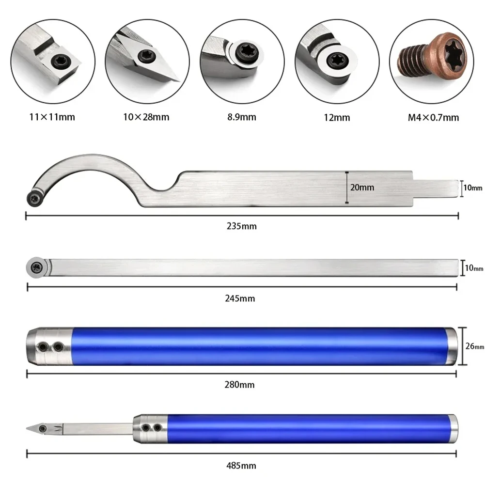 

Complicated Angles Cutting Inserts Carbide Woodturning Tool Aluminum Handle Stainless Steel Easy To Use Storage Case