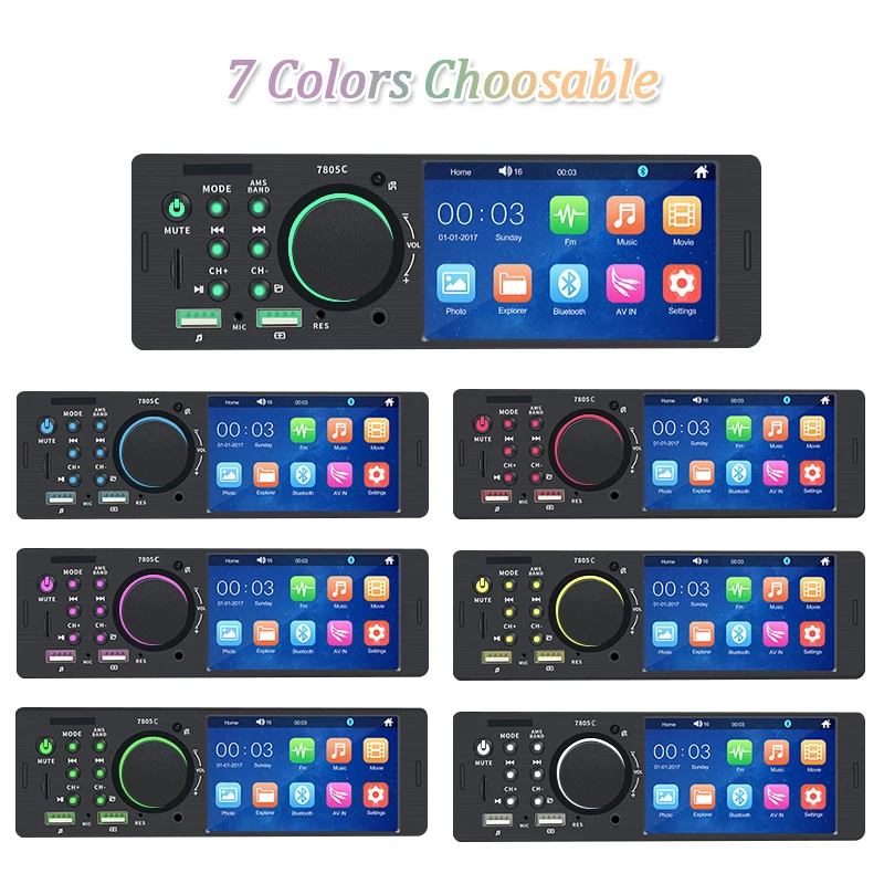 Car Radio 1 din 4.1” Touch Screen Bluetooth Stereo Mp3/Mp5 Player FM Receiver Wi