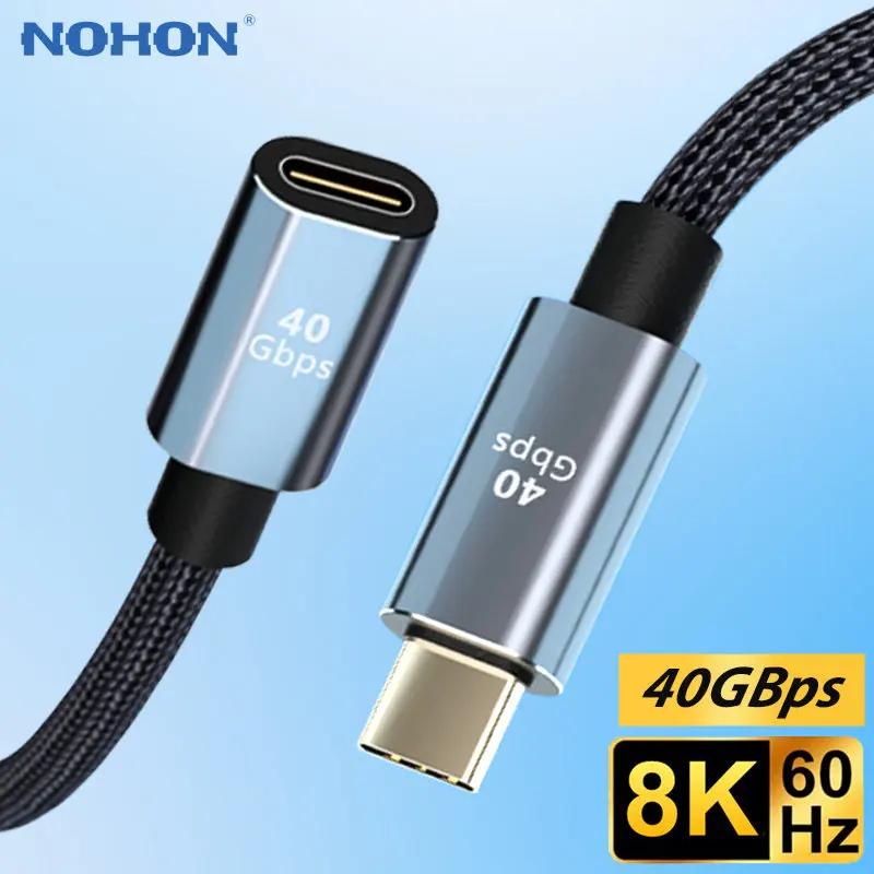 

NOHON USB 4.0 40Gbps Type C Male to Female Extension Cable 8K@60Hz PD 100W 5A Fast Charging Cable For Macbook Pro