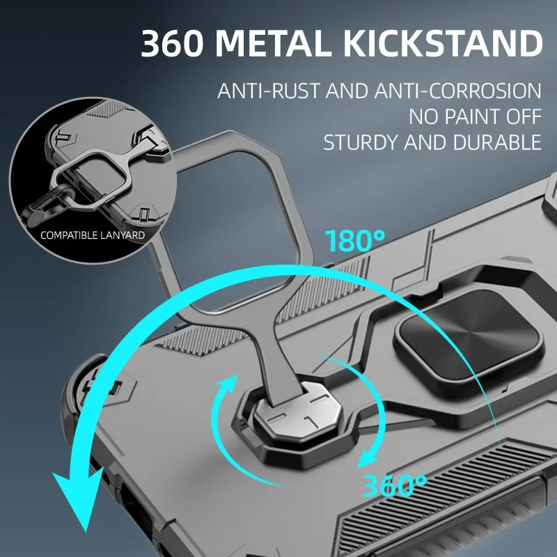 Enhanced Armor Case with Magnetic Ring Bracket and Lens Protection - Shockproof Design