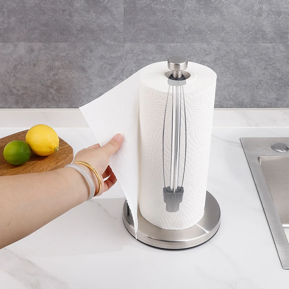 Paper Towel Holder Stainless Steel With Ratchet Mechanism Anti-Slip Kitchen Organizer