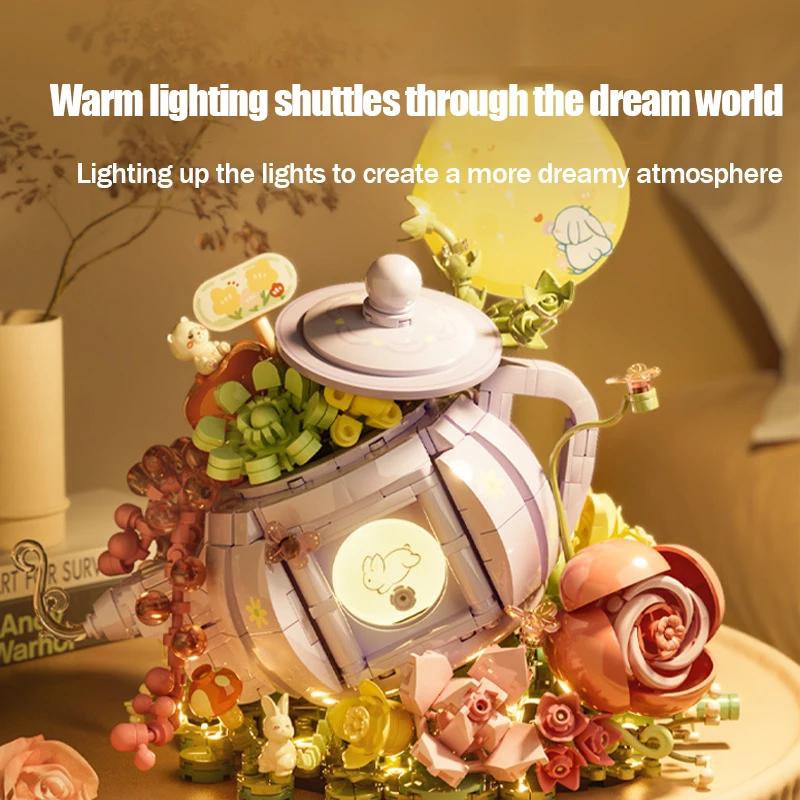 

Huafang Yuejian Tea Language Small Particle Building Block Decoration Assembly Children's Toys Boy Girl Birthday Gift For Friend