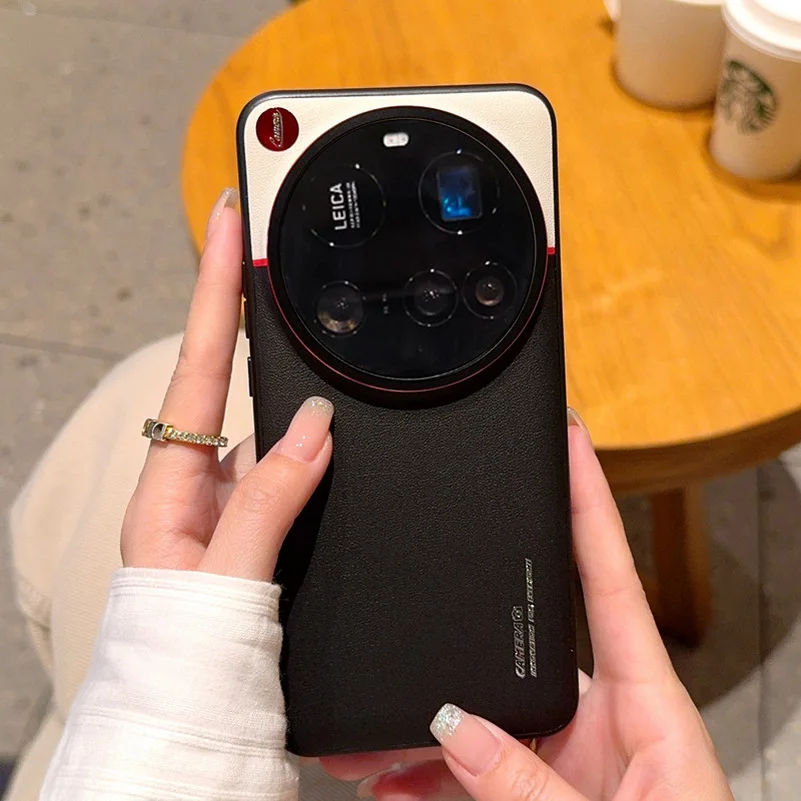 Double Pigment Leather Lens Raised Protective Phone Case with Camera Guard