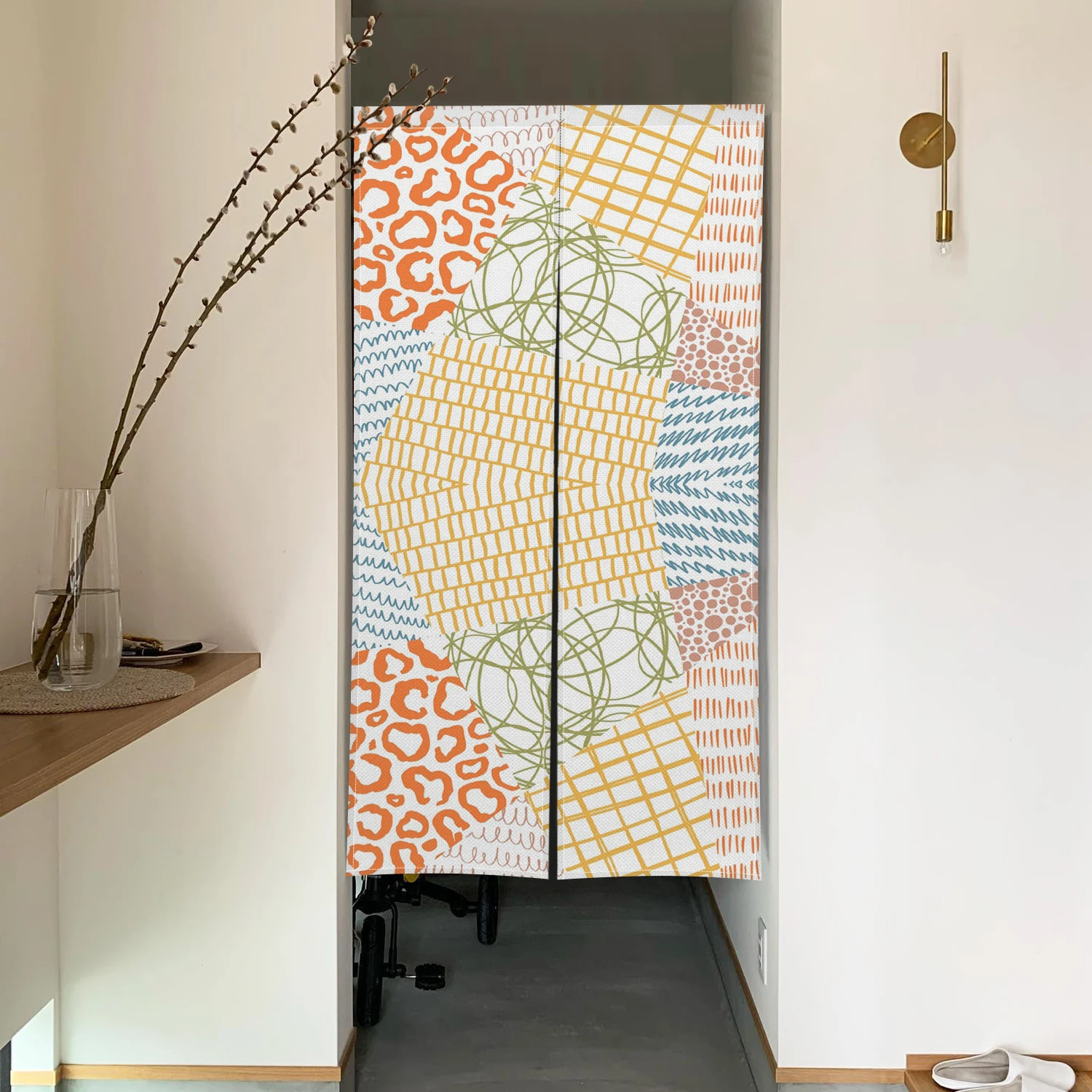 Colorful Texture Rainbow Japanese Door Curtain Bedroom Living Room Partition Entrance Hanging Blackout Half Curtain Noren 4