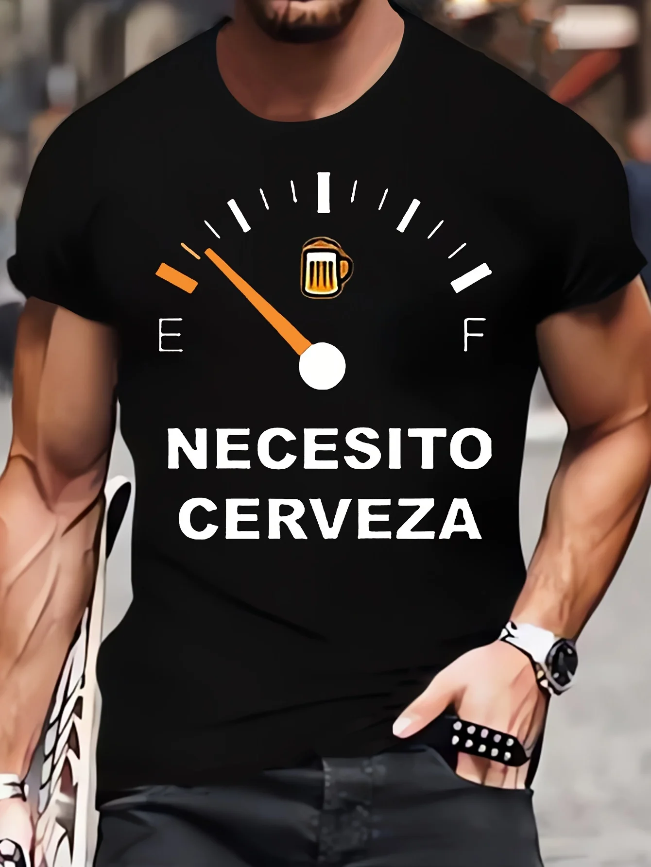 

NECESITO CERVEZA Slogan T-shirt - Breathable, round neck, loose fit, men's summer t-shirt - perfect for a casual day out!