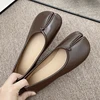 Women's Red Flat Shoes High Quality Fiber Leather Comfortable Flat Shoes Split Toe Slippers Soft Bottom Home Shoes 6