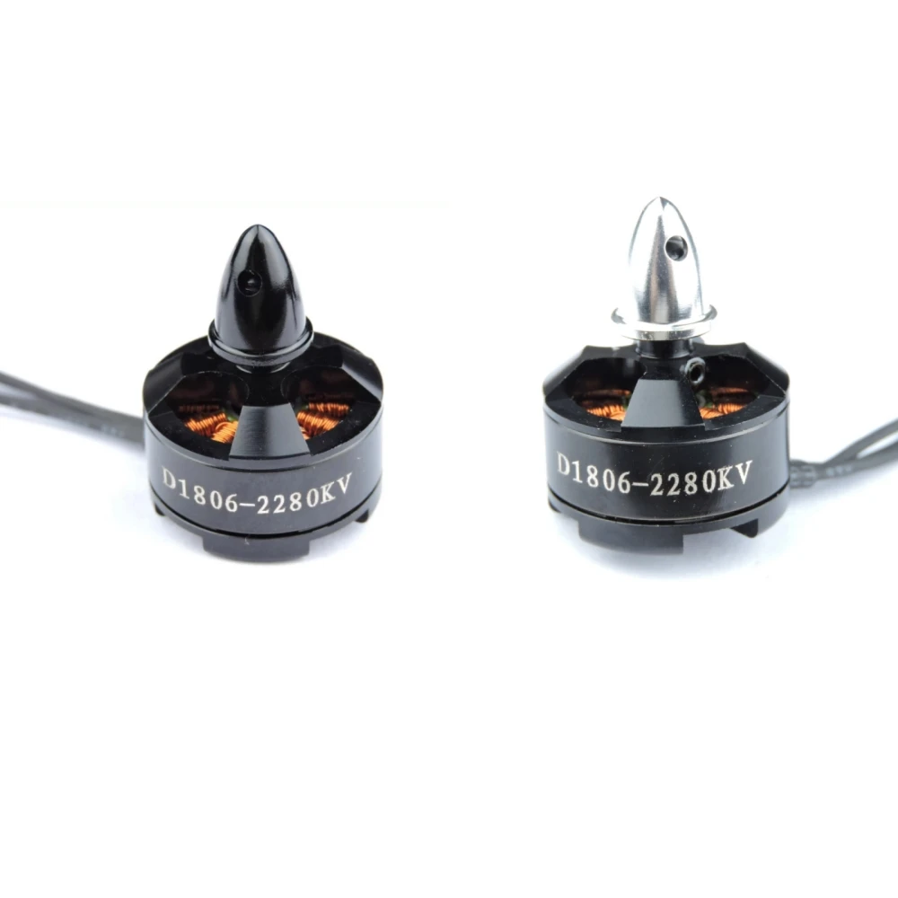 Moteur Brushless D1806 KV2200 pour drone FPV, détail des connexions et du support de montage.