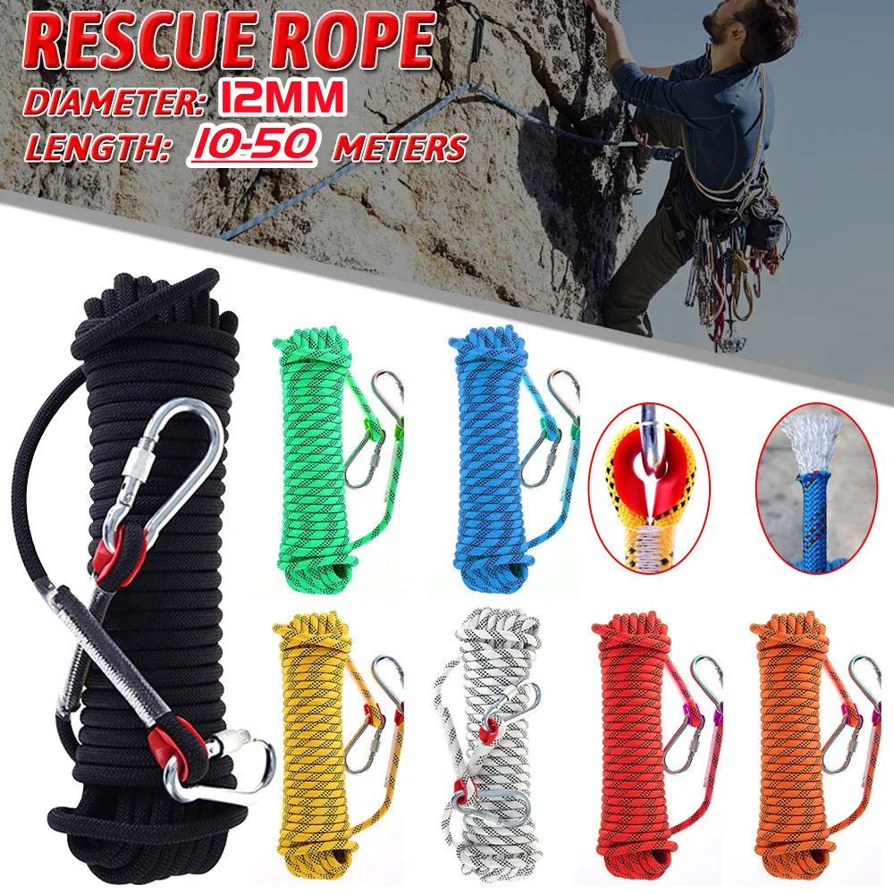 1050M12MMClimbingRopeOutdoorEmergencySetStaticRescueRock