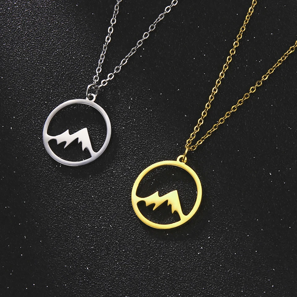Rosa Vila Snowcapped Mountain Necklace - Minimalist Nature Jewelry For Hikers & Outdoor Lovers, Rose Gold/Gold/Silver