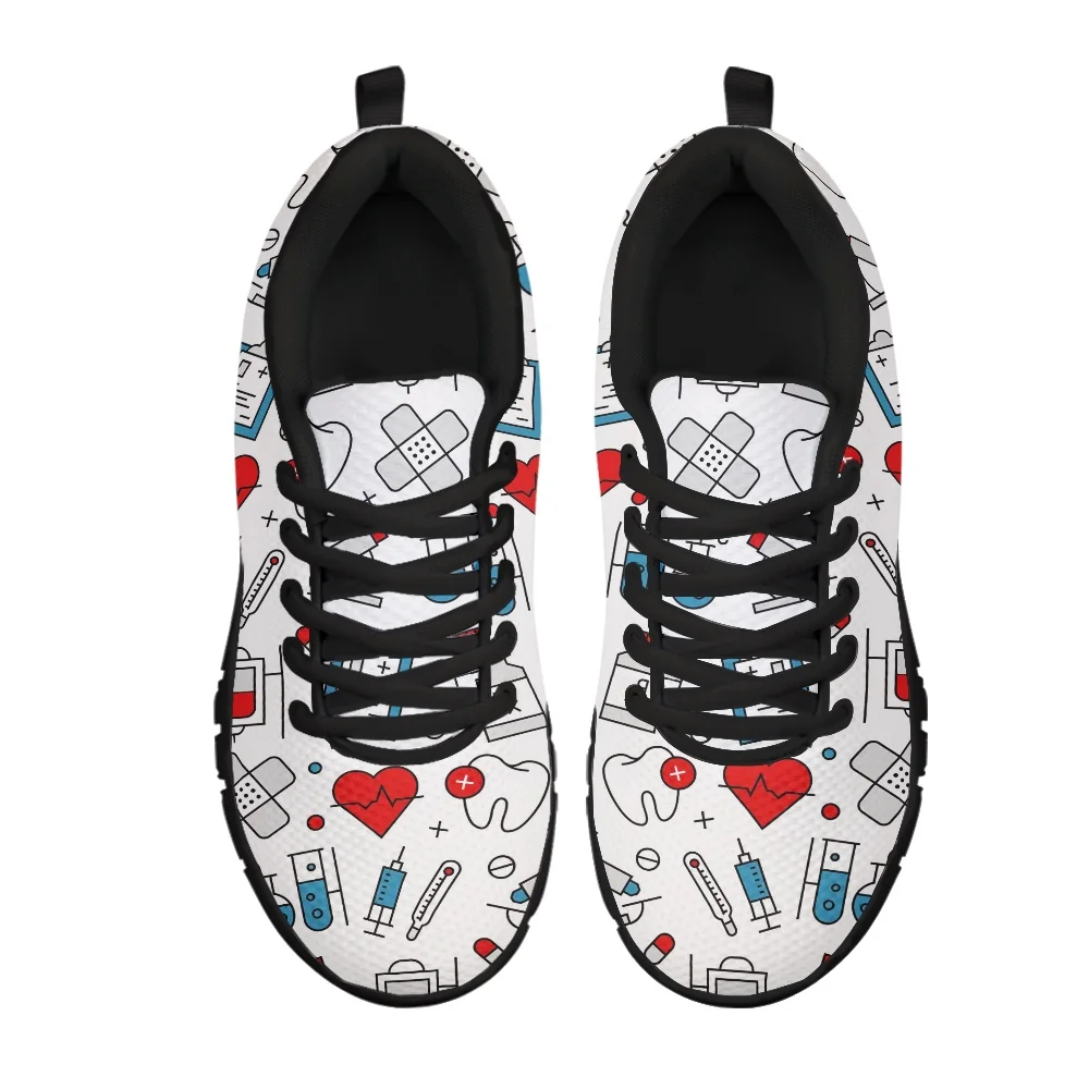 INSTANTARTS Cute Cartoon Tooth Nurse Shoes Women Casual Flat Shoe Female Running Sneakers Light Mesh Flats Women's Footwear