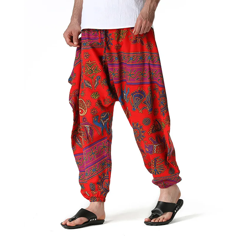 

Mens Casual Vintage Style Pattern Print Loose Jogger Pants Men Baggy Hippie Boho Gypsy Aladdin Yoga Harem Pants Men Clothing 3XL