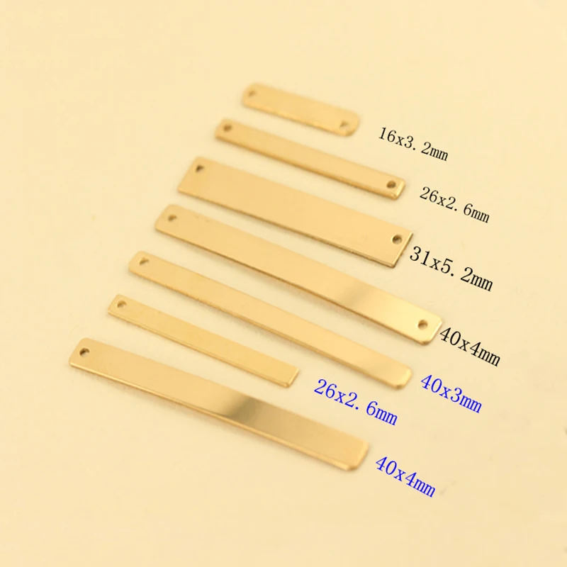 Real 14K Gold Filled Double Hole/Single Hole Blank Rectangle Bar Pendant for Jewelry Making Necklace Bracelet DIY Bar Connectors