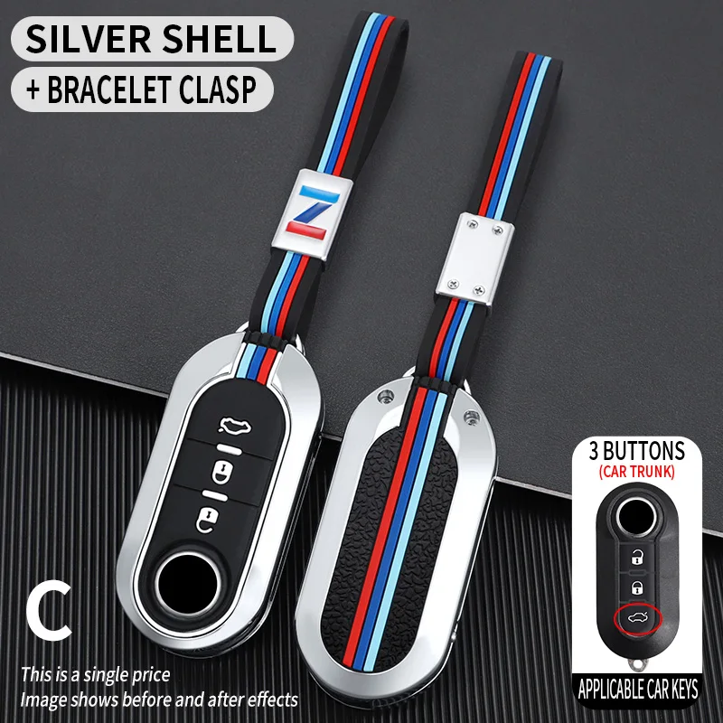 Custodia per chiave auto in lega di zinco Shell Fob per FIAT 500 Ducato panda Punto 500L lancia musa per Citroen jumper per Peugeot Boxer - S9dfbca3449e641bcba3118b797a7a46fQ