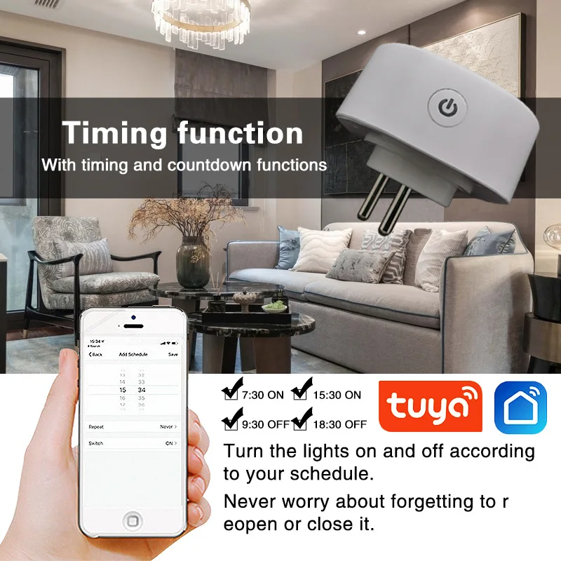 스마트 소켓 이스라엘 WIFI 무선 원격 플러그 Tuya 소켓, Google Alexa 음성 타이밍 전원 콘센트 지원
